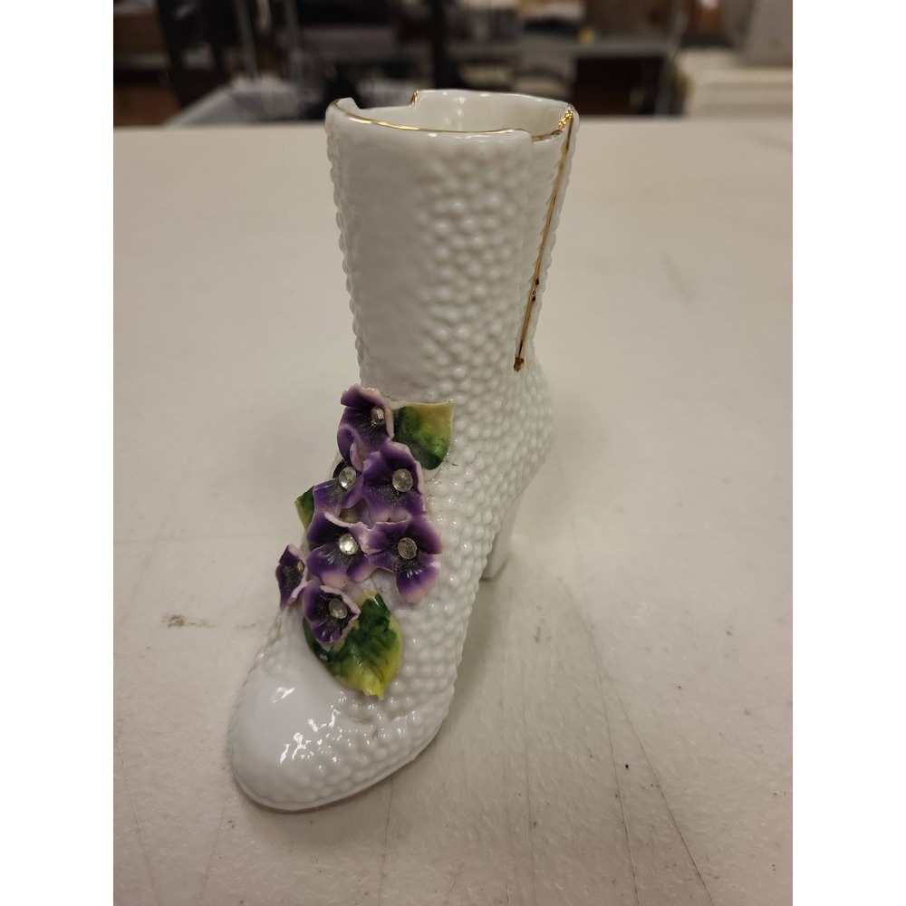 Sweet Violet SV-11 Boot Vase Vintage Ceramic Floral‎ Decor Shoe Planter Figurine